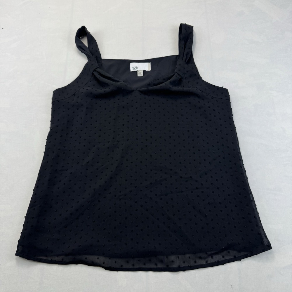 Nordstrom Rack Medium Black Swiss Dot Cowl Neck Sleeveless Blouse Tank Top